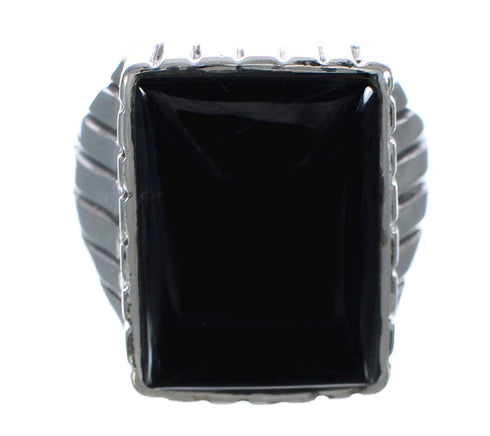 Jet And Genuine Sterling Silver Southwest Ring Size 10-1/2 WX60221